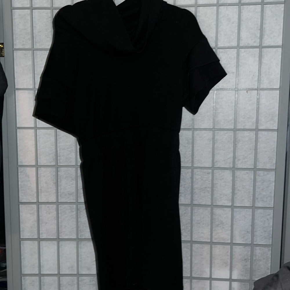 Cowl neck black ladies Rayon dress Size 2 VGUC  by Yyigal